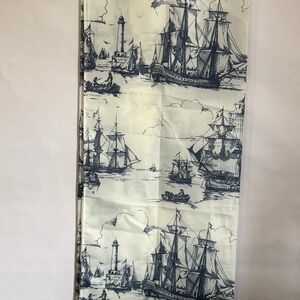 IKEA AGGERSUND Shower Curtain Nautical Blue White Ships Lighthouse Ocean Sail